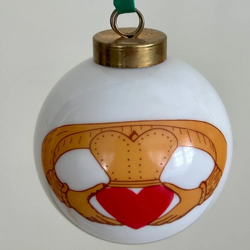 Vintage Irish Claddagh Ceramic Ornament w/ Original Box